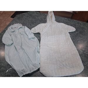 VTG Baby Dior Pale Blue Layette Sleep Gown Sleepsack Newborn Set Of 2 Sleeper NB